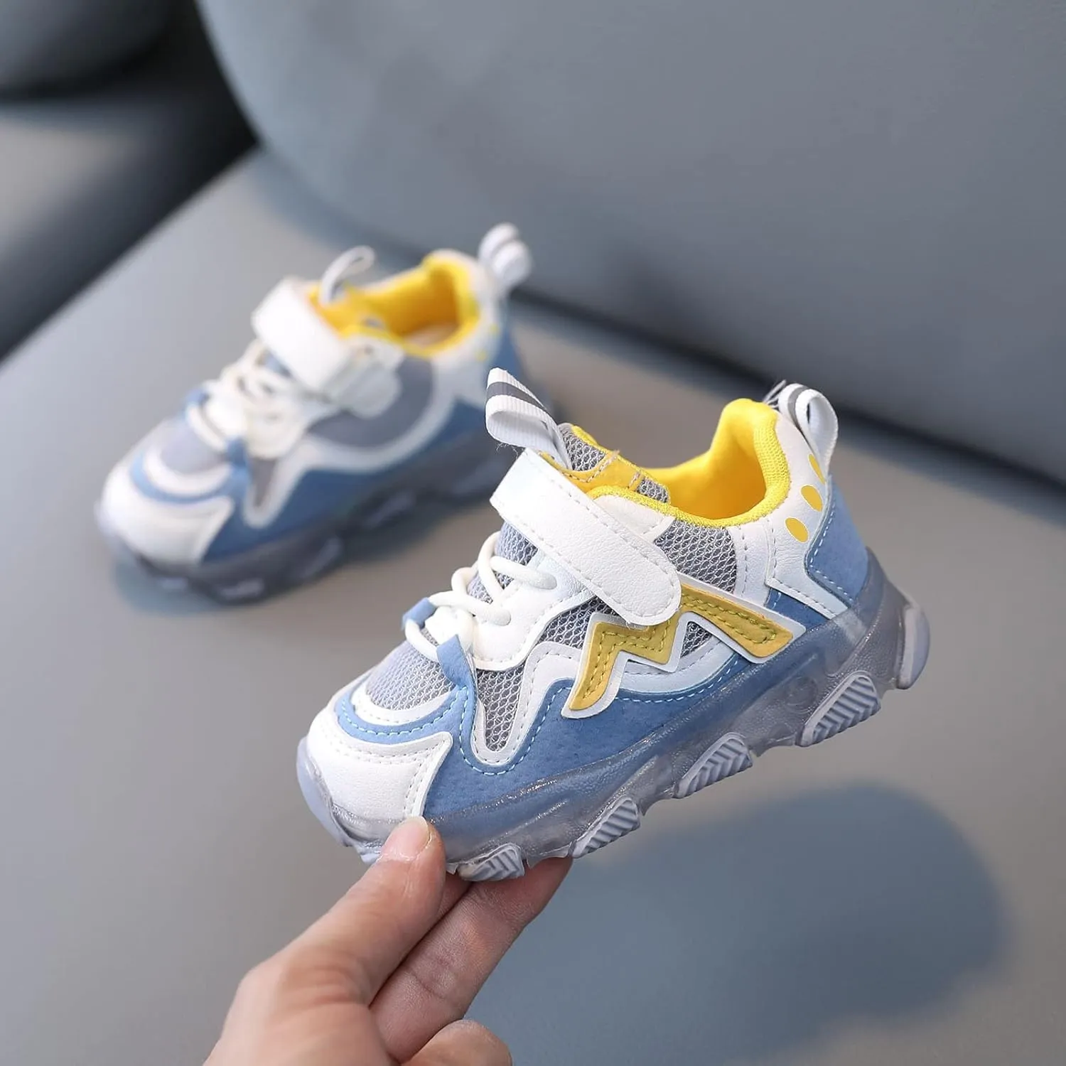 Toddler Tennis Breathable Cozy Sneaker with Lights Baby Girls Boys Led Mesh Flat Shoes Running Lightweight Sport Shoes