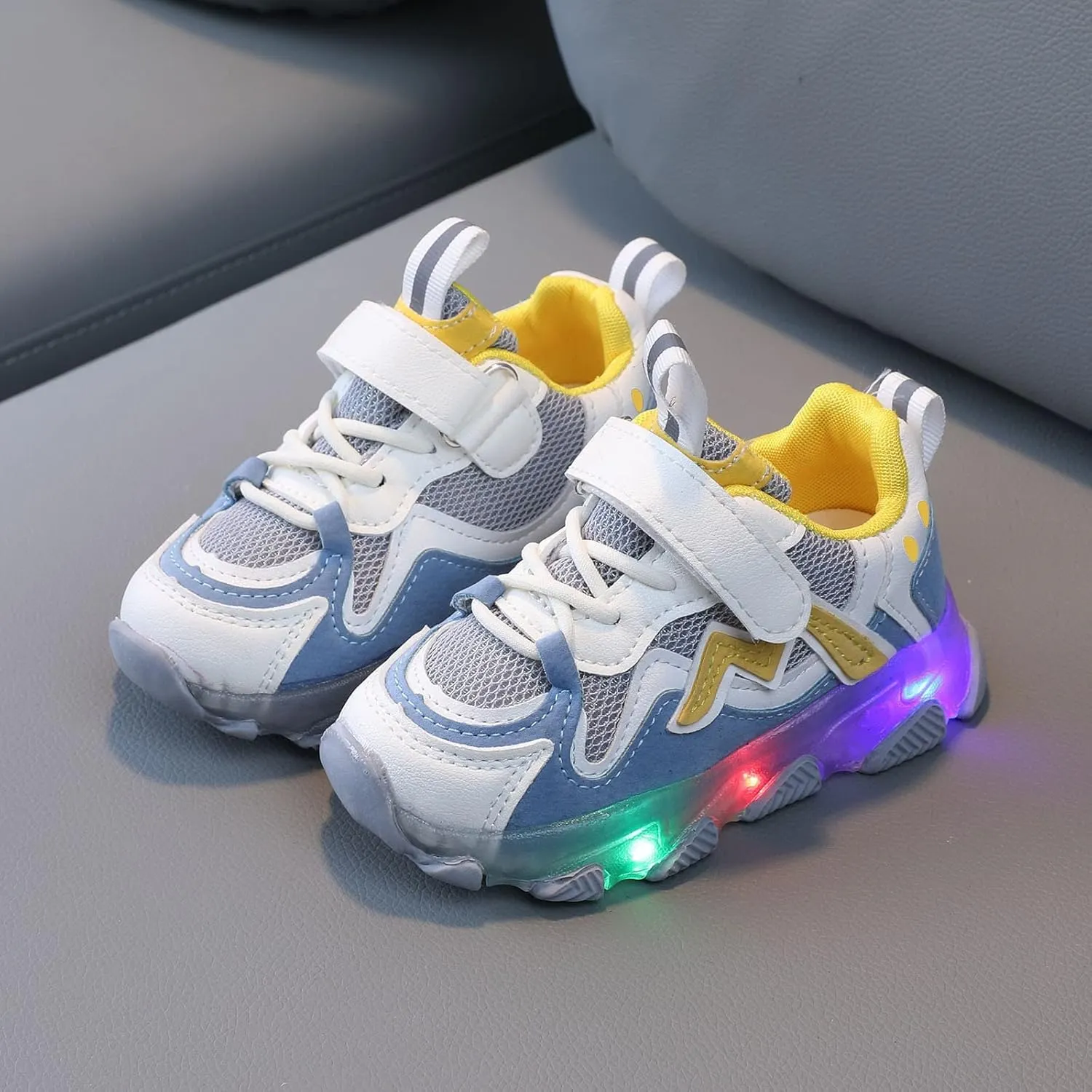 Toddler Tennis Breathable Cozy Sneaker with Lights Baby Girls Boys Led Mesh Flat Shoes Running Lightweight Sport Shoes