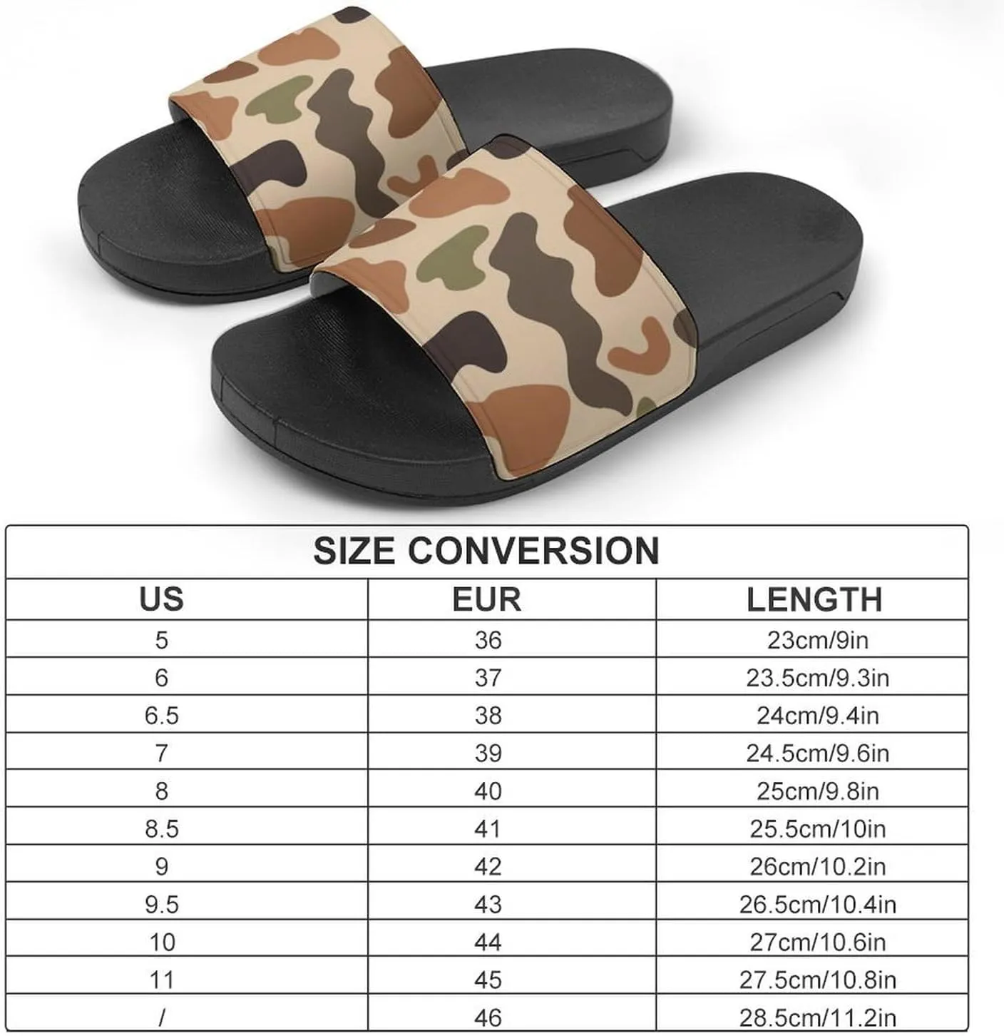 Vintage Camouflage PVC Sandals Mens Womans Casual Slippers House Lightweight Loafers Comfortable Wear Beach