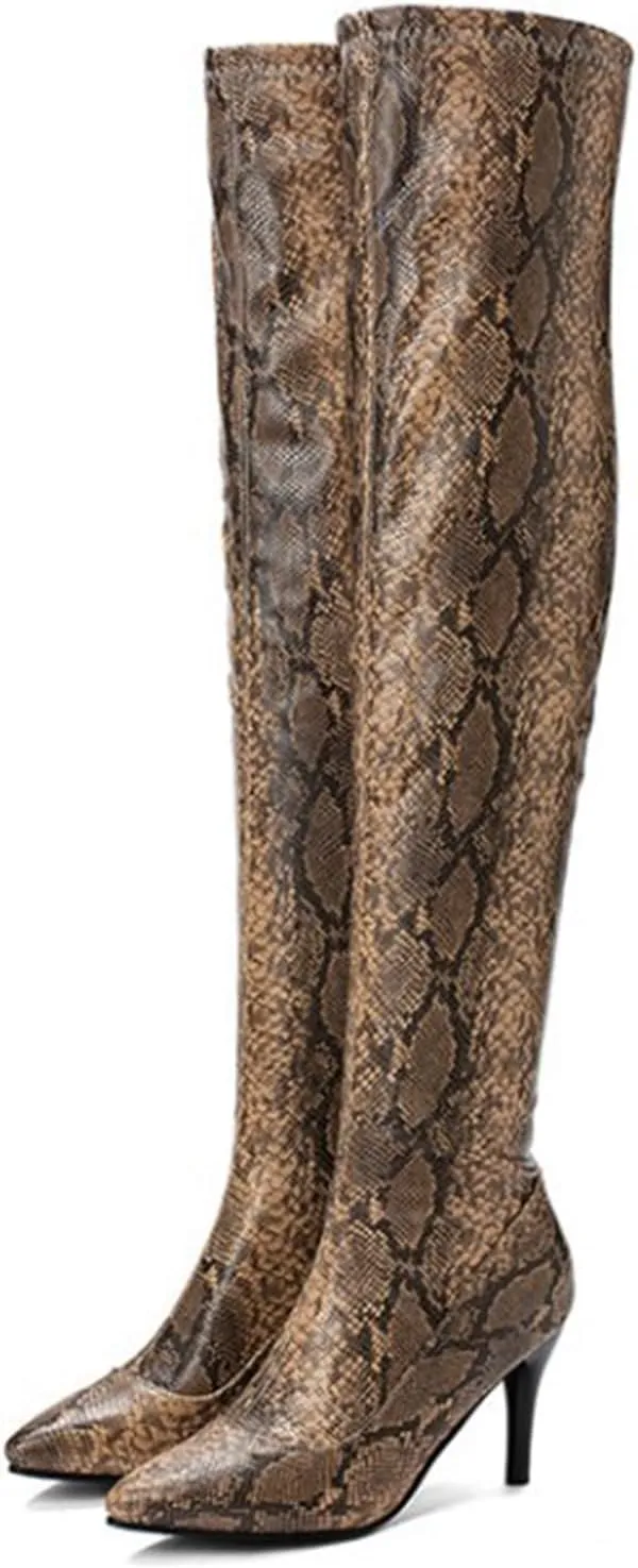 Vujkliy Women's 3.1IN Stiletto Over The Knee Boots Fashion Side Zipper Catwalk High Heels