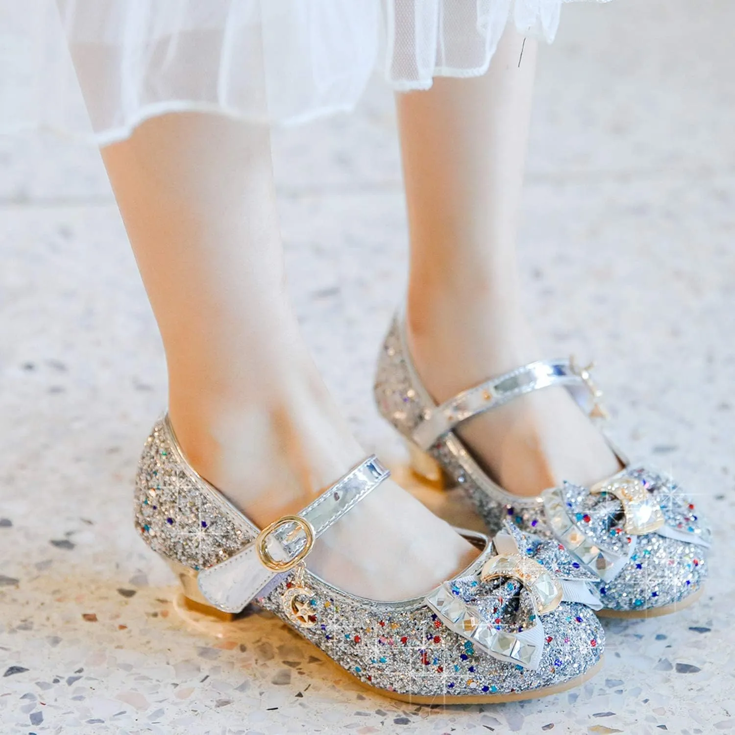 Walofou Flower Girls Wedding Party Heel Princess Shoes Flats for Kid Toddler