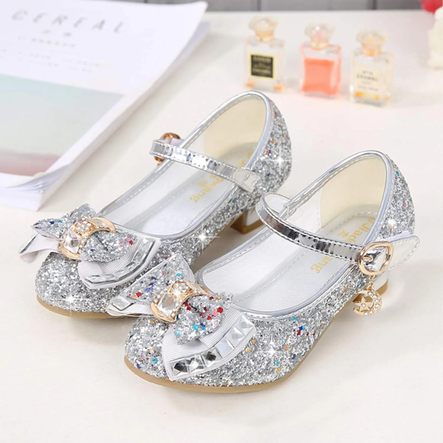 Walofou Flower Girls Wedding Party Heel Princess Shoes Flats for Kid Toddler