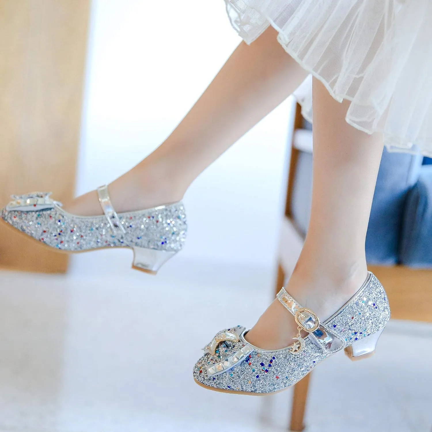 Walofou Flower Girls Wedding Party Heel Princess Shoes Flats for Kid Toddler