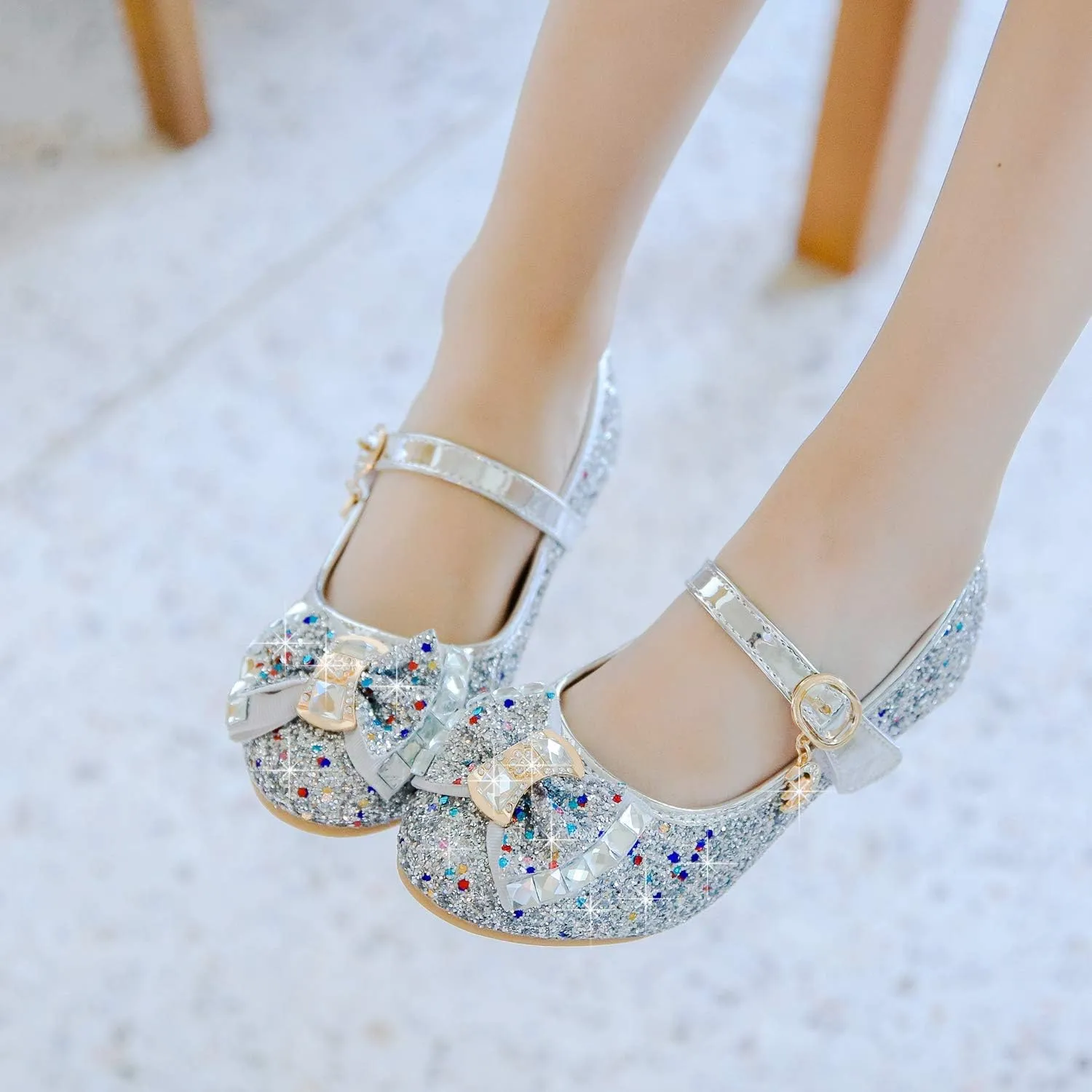 Walofou Flower Girls Wedding Party Heel Princess Shoes Flats for Kid Toddler