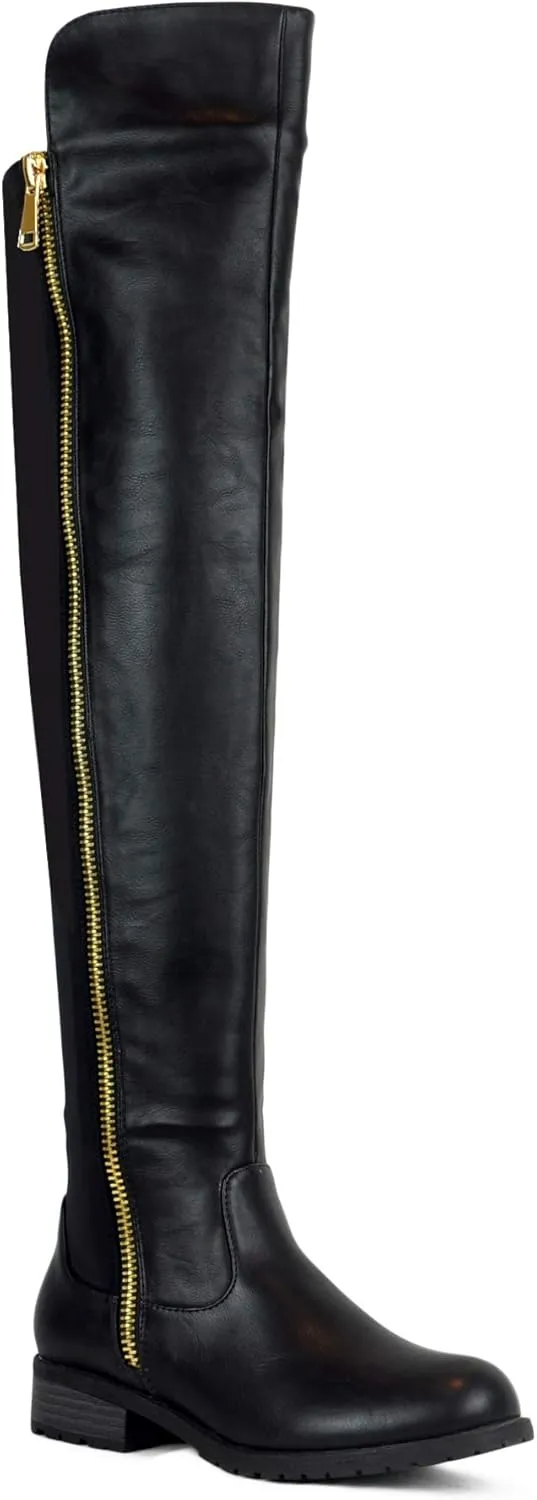 WestCoast Low Heel Over The Knee Boots Women's Stretch Back Side Zipper Long Boots