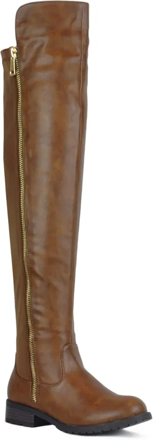 WestCoast Low Heel Over The Knee Boots Women's Stretch Back Side Zipper Long Boots
