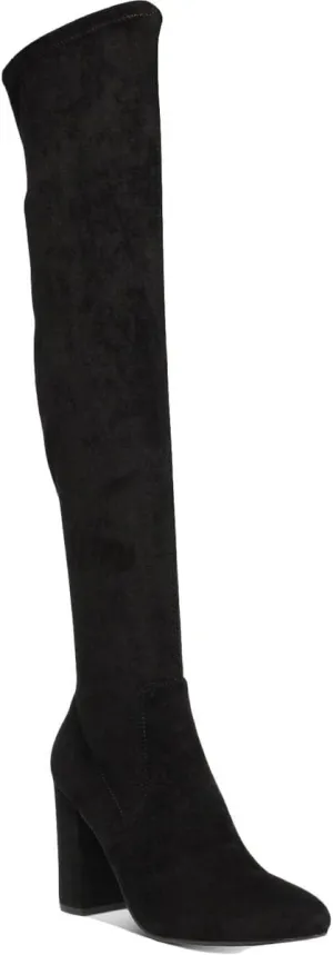 Wild Pair Womens Bravy Microsuede Over-The-Knee Boots Black 6 Medium (B,M)