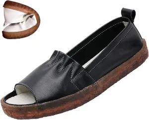 Women's Leather Slip-on Casual Dress Shoes,Comfort Breathable Non-Slip Softsole Flat Oxfords Driving Fashion Sneakers