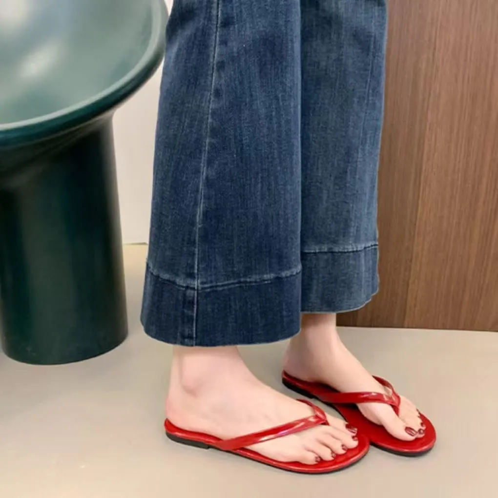 WomenS Minimalist Flip Flops  Comfortable Beach Sandals Slip On Leather Thong Flat Sandals Dressy