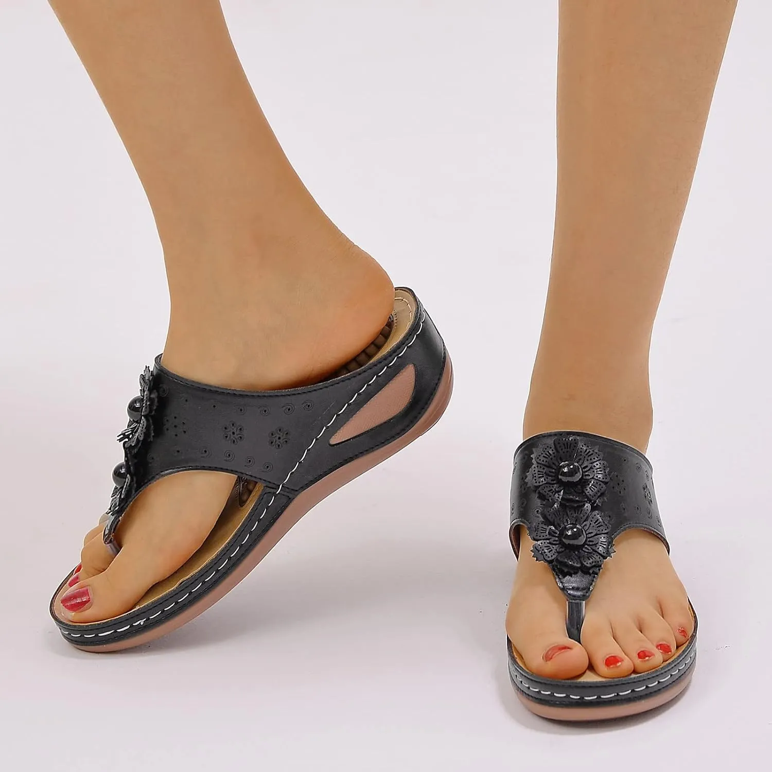 Womens Sandals with Arch Support Walking Flip Flops with Arch Support Sandals Ankle Strap Comfortable Dressy Wedge WomenS Orthopedic Sandals