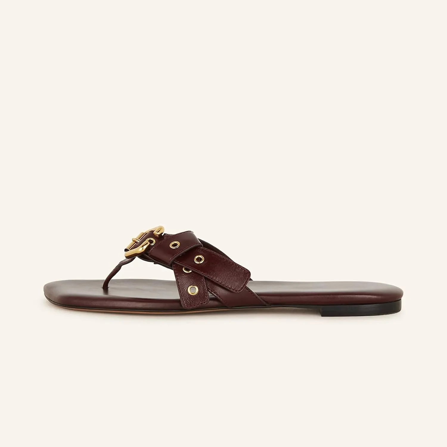 Womens Thong Sandals with Buckle Square Toe Flat Flip Flops Comfortable Slip On Summer Sandals for Casual Beach Vacation Daily Wear