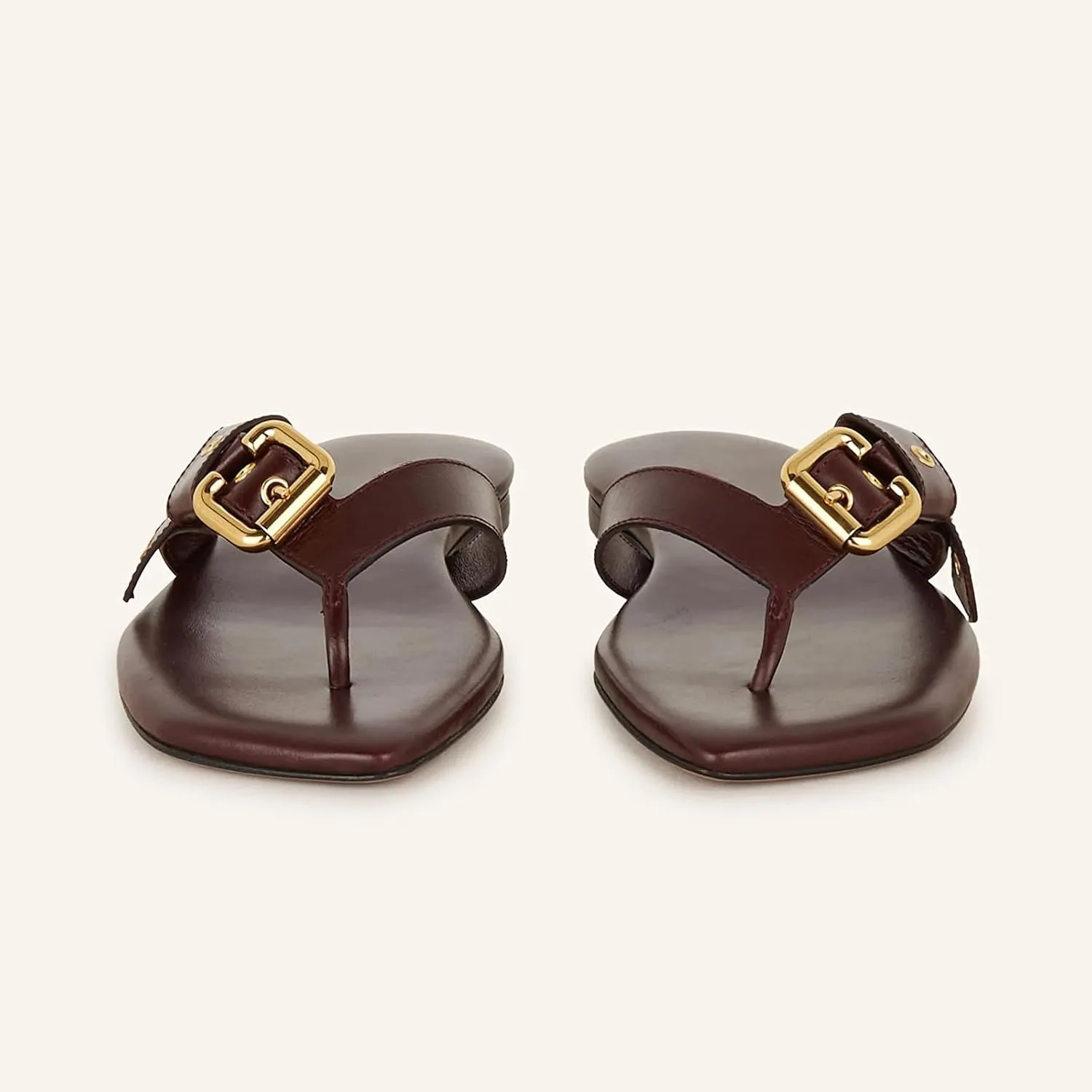 Womens Thong Sandals with Buckle Square Toe Flat Flip Flops Comfortable Slip On Summer Sandals for Casual Beach Vacation Daily Wear