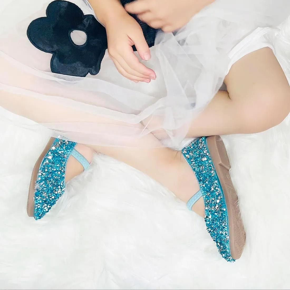 YIBLBOX Girls Dress Shoes Mary Jane Flats Princess Dresses for Girls Ballet Flats Glitter Shoes Flower Girls Shoes
