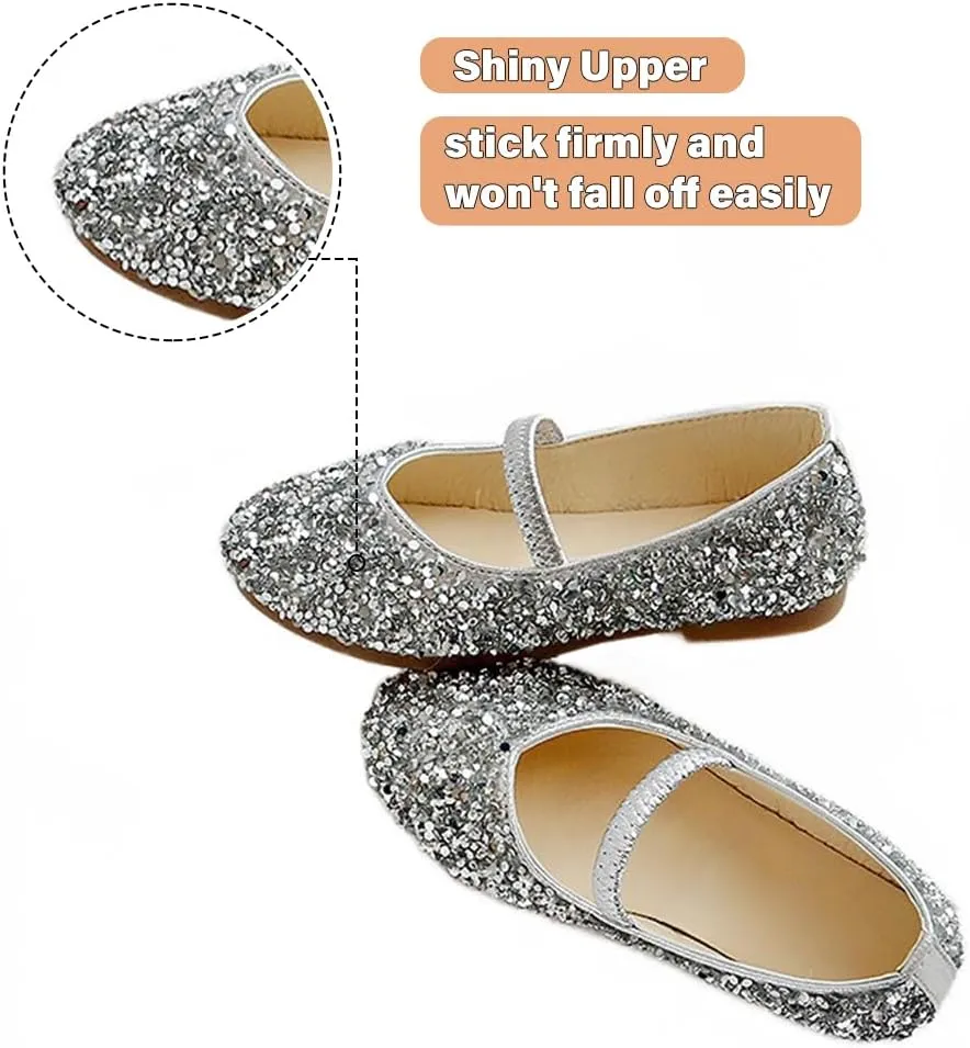 YIBLBOX Girls Dress Shoes Mary Jane Flats Princess Dresses for Girls Ballet Flats Glitter Shoes Flower Girls Shoes