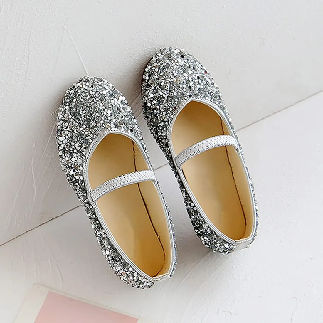 YIBLBOX Girls Dress Shoes Mary Jane Flats Princess Dresses for Girls Ballet Flats Glitter Shoes Flower Girls Shoes