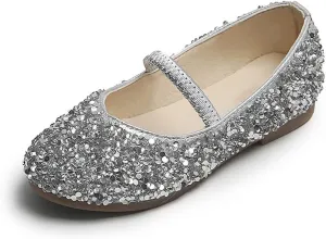 YIBLBOX Girls Dress Shoes Mary Jane Flats Princess Dresses for Girls Ballet Flats Glitter Shoes Flower Girls Shoes