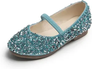 YIBLBOX Girls Dress Shoes Mary Jane Flats Princess Dresses for Girls Ballet Flats Glitter Shoes Flower Girls Shoes