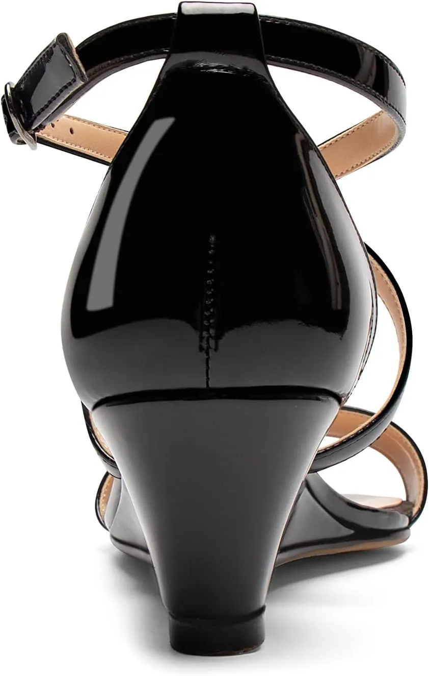Zamikoo Women's Criss Cross Wedge Heels Sandals Open Toe Ankle Strap with Adjustable Buckle US Size 5 - Size 13