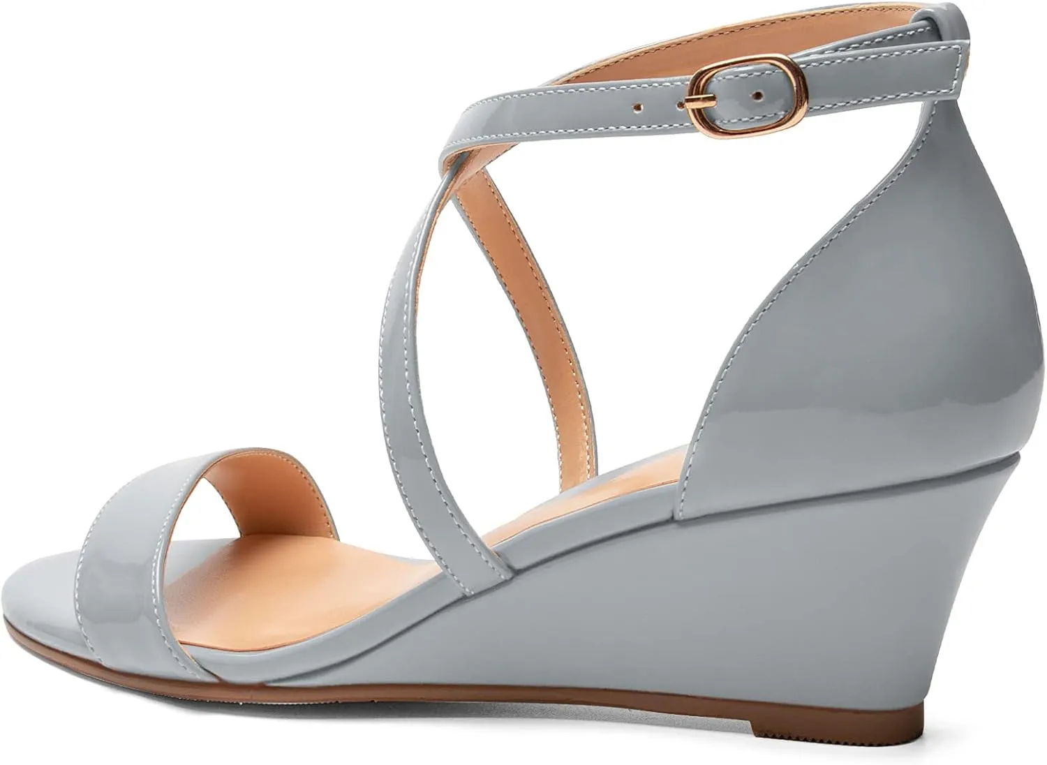 Zamikoo Women's Criss Cross Wedge Heels Sandals Open Toe Ankle Strap with Adjustable Buckle US Size 5 - Size 13