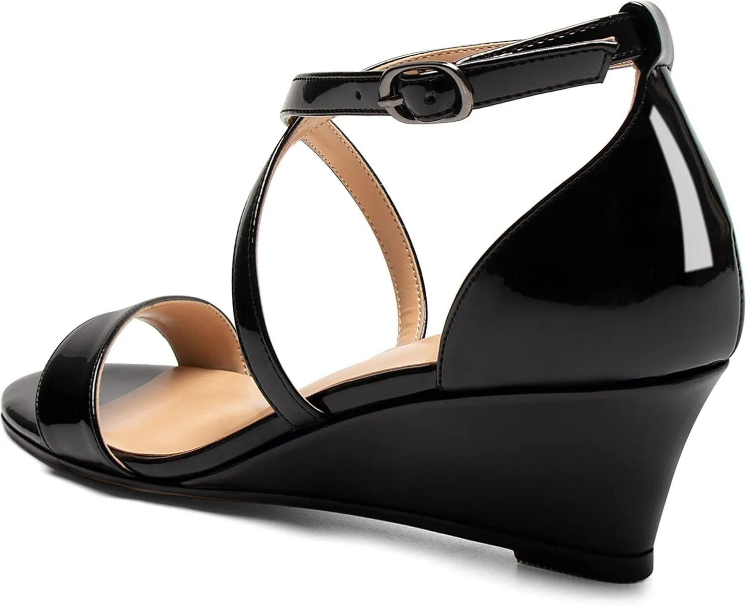 Zamikoo Women's Criss Cross Wedge Heels Sandals Open Toe Ankle Strap with Adjustable Buckle US Size 5 - Size 13