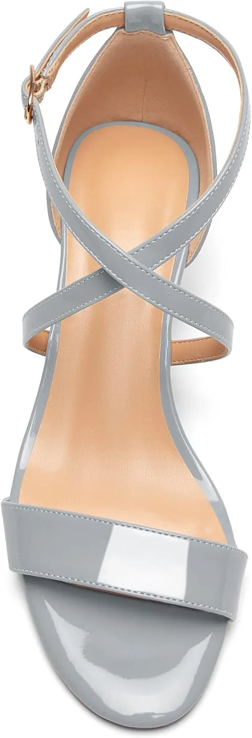 Zamikoo Women's Criss Cross Wedge Heels Sandals Open Toe Ankle Strap with Adjustable Buckle US Size 5 - Size 13