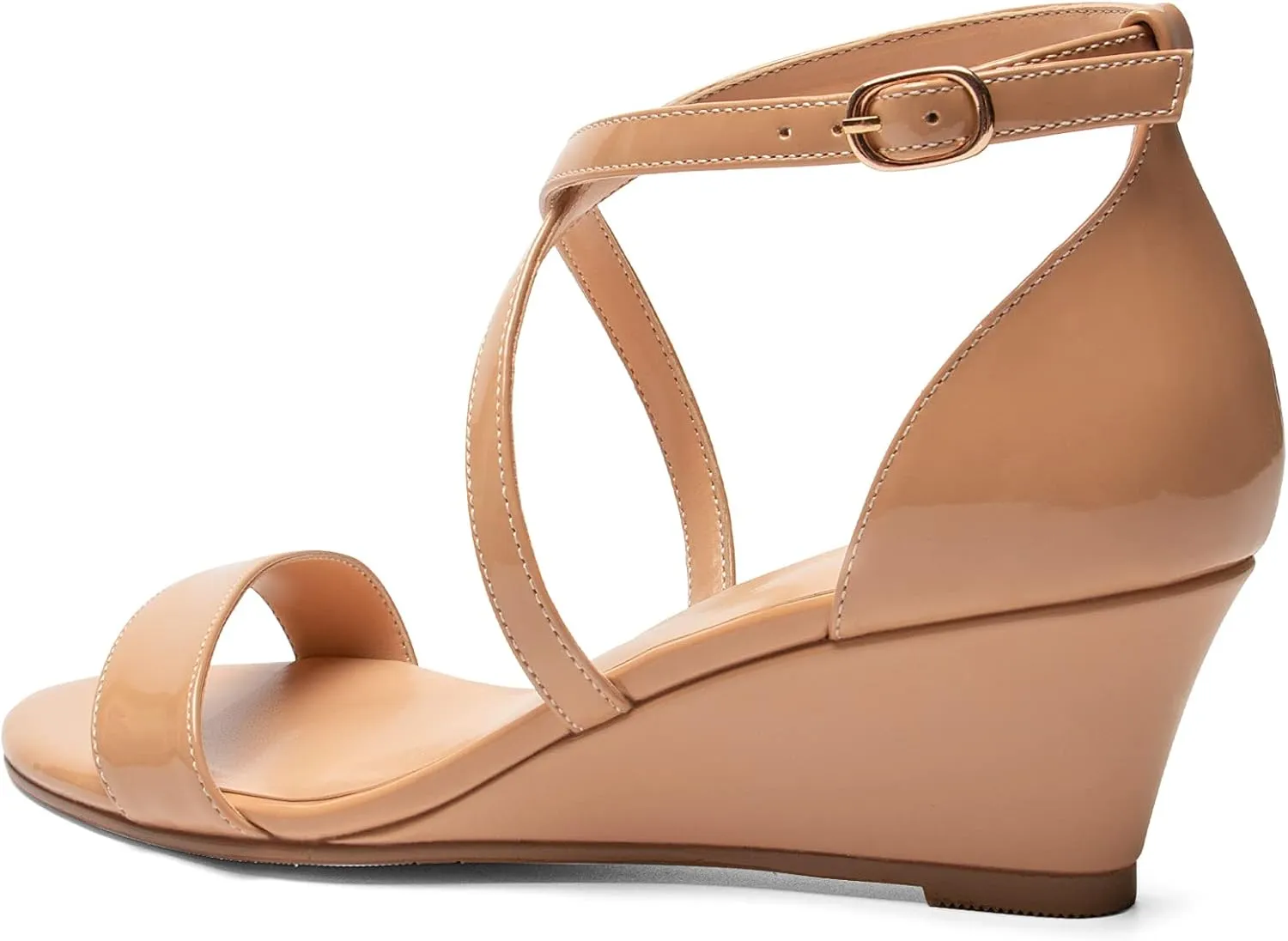 Zamikoo Women's Criss Cross Wedge Heels Sandals Open Toe Ankle Strap with Adjustable Buckle US Size 5 - Size 13