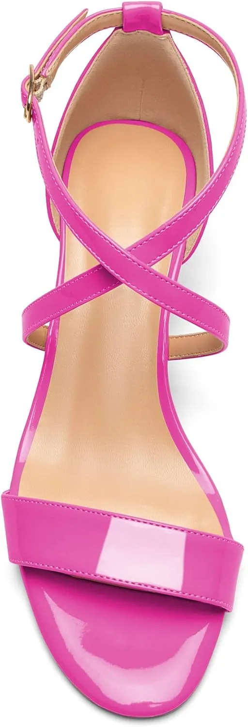 Zamikoo Women's Criss Cross Wedge Heels Sandals Open Toe Ankle Strap with Adjustable Buckle US Size 5 - Size 13
