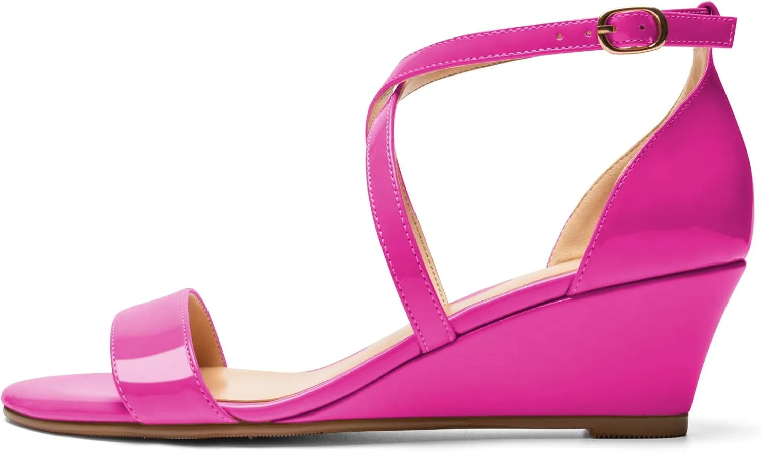 Zamikoo Women's Criss Cross Wedge Heels Sandals Open Toe Ankle Strap with Adjustable Buckle US Size 5 - Size 13