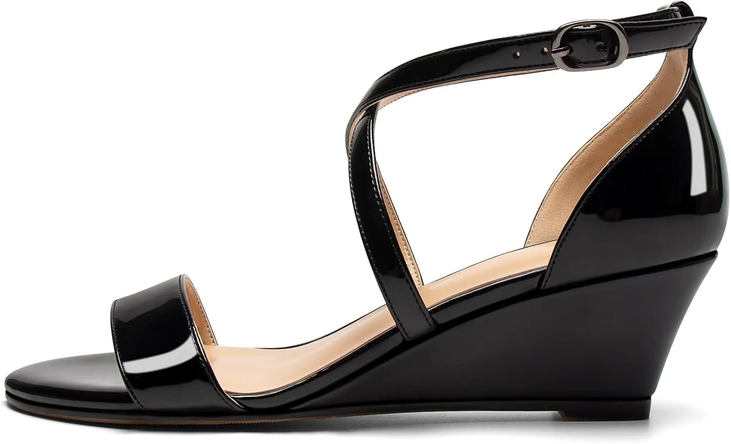 Zamikoo Women's Criss Cross Wedge Heels Sandals Open Toe Ankle Strap with Adjustable Buckle US Size 5 - Size 13