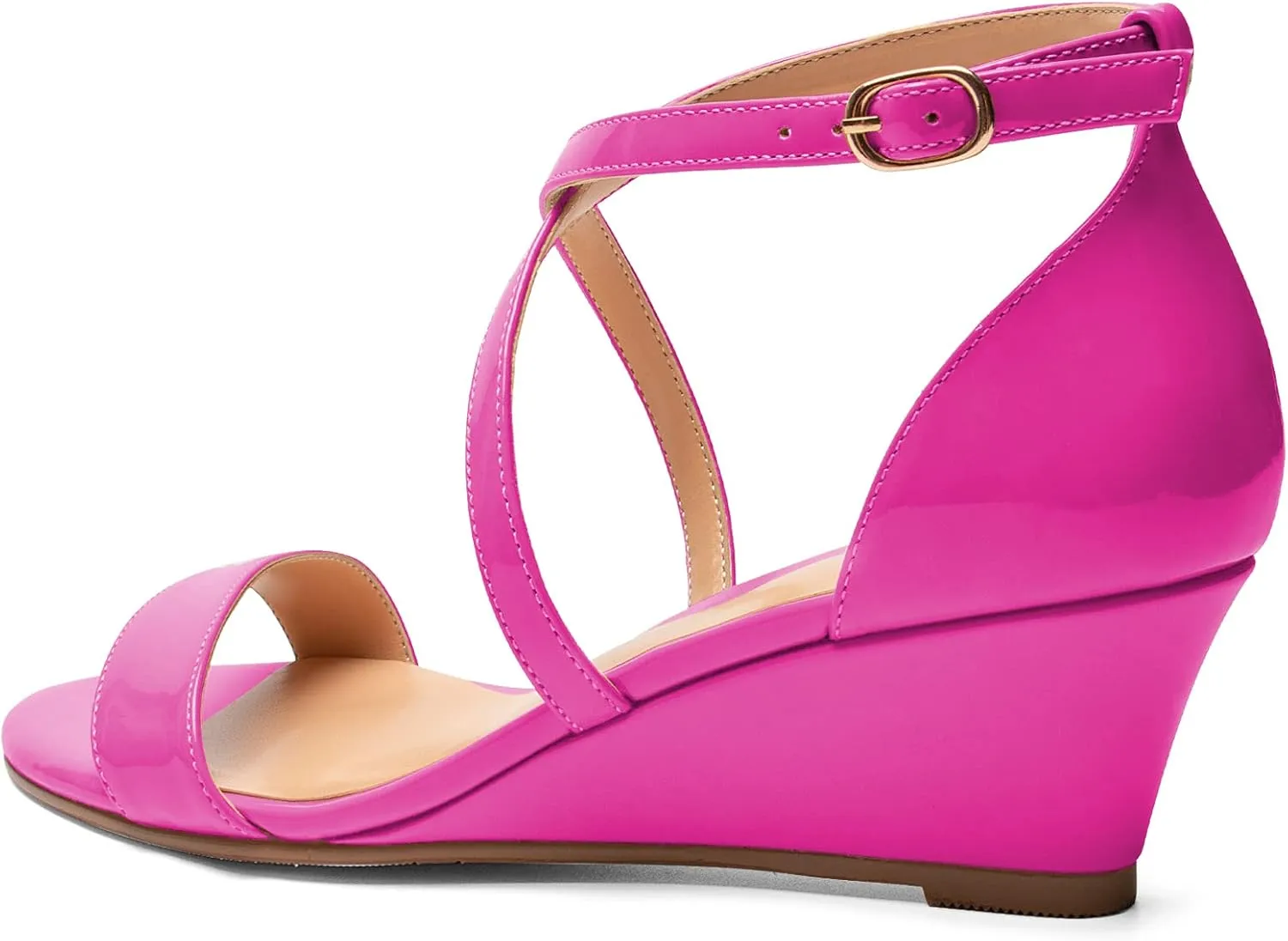 Zamikoo Women's Criss Cross Wedge Heels Sandals Open Toe Ankle Strap with Adjustable Buckle US Size 5 - Size 13
