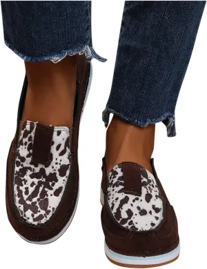 ZBYY Women's Canvas Slip on Loafer Fashion Casual Classic Comfort Leopard Print Walking Low Top Canvas Sneakers